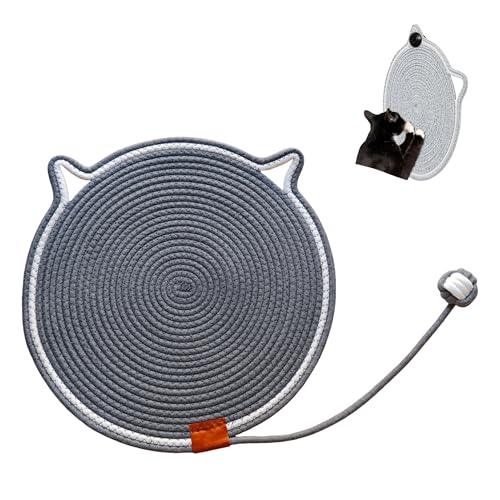 Cat Scratcher Mat, Natural Cotton Rope Cat Scratching Pad, 16.9'' Round Cat Wall & Floor Scratch Pad, Durable Double - Sided Cat Scratcher, Furniture Protector for Wall, Sofa, Couch, Carpet, Dark Grey - color: Dark Grey