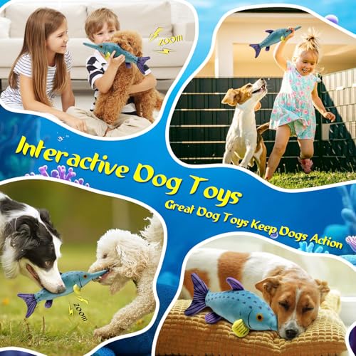 Fuufome Large Squeaky Dog Chew Toy, Ideal Dog Toys for Chewers, for Small and Medium Breed Puppies or Dogs - color: Light blue