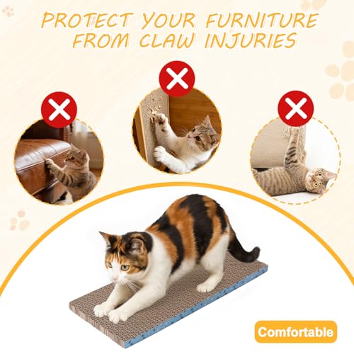 4Pack Cat Scratcher Pad, Reversible Scratching Cardboard, 14" Lx5.3 W Post Board for Indoor Cats Cardboard pad Sleep Play and Grind Claws - size: 4PCS