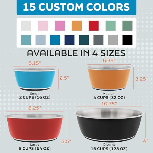 Master Pet Supply Stainless Steel Dog Bowls Set of 2 (32 Oz Each) with Non-Slip Rubber Base - Black Velvet - Basic Dog Food Bowl Water & Food Bowls for Small Medium Large Dogs & Cats, Metal Dish - color: Black Velvet, size: 4 Cups (32 oz) 2 Pack