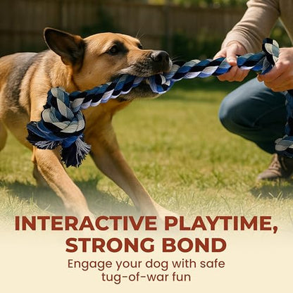 Pup Quartet Dog Rope Toy for Aggressive Chewers – 36-Inch Tug of War Dog Toy – 5-Knot Heavy Duty Rope Toys for Dogs – Virtually Indestructible Chew Toys for Medium & Large Dogs
