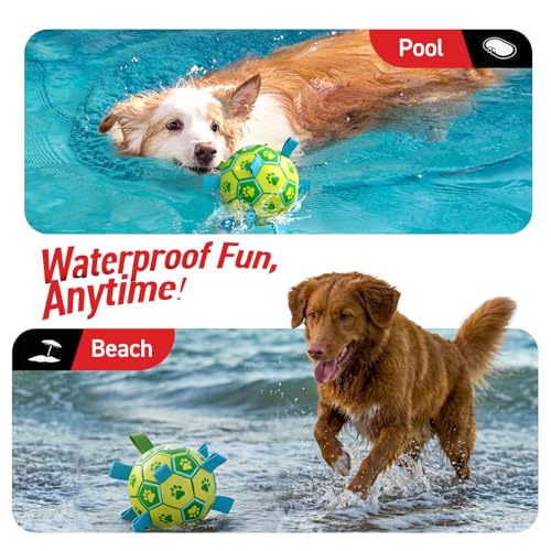 QDAN Dog Toys Soccer Ball, Dog Tug Toy, Water Toy, Durable Balls for Small Medium Dogs-Green Yellow(6 inch) - color: Yellow Green, size: 6 Inch