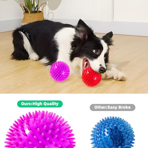 2 Pack 4.5” Squeaky Dog Balls for Large and Medium Dogs, Spiky Dog Toy Balls for Aggressive Chewers - color: Large Set of 2