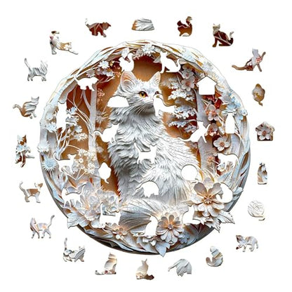 Wooden Puzzles Adults, 3D Cats Wooden Puzzles 100 Pieces, Unique Animal Shaped Wood Challenging Jigsaw Puzzles Christmas Birthday Gifts for Cat Lovers Friends, 8.5x8.5in - color: B 3d Cats, size: Small