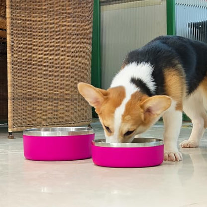 2 Pack Stainless Steel Dog Bowls, Outdoor Dog Water Bowl with Non Slip Rubber Bottom, Dishwasher Safe, Easy to Clean,40oz&64oz Pitaya - color: PITAYA