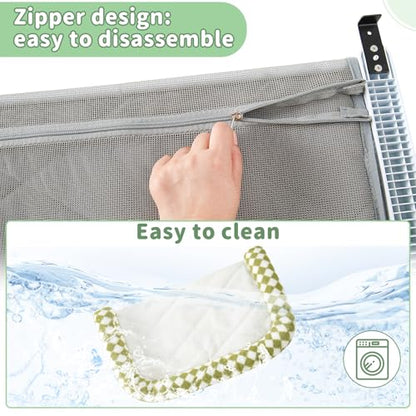 Cat Window Perch Hammock Sturdy Windowsill Bed Seat for Large Cats No Drilling No Suction Adjustable Kitty Shelf with Washable Cover Easy Assembly Holds up to 40 lbs 22.05 * 15 in (Green, S) - color: Green, size: 22.05x15in
