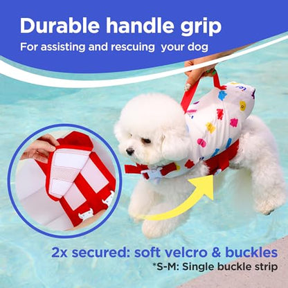 Dog Life Jacket - Pet Safety Vest with Removable Front Float & Rescue Handle - Adjustable High Buoyancy Aid for Dogs Boating, Surfing, Swimming - Red, Medium - color: Red