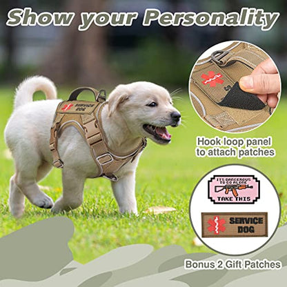 Tactical Dog Harness for Small Puppy, No Pull Military Service Dog Vest with Vertical Handle, Reflective Puppy Vest Harness for Outdoor Training (Khaki, XS) - color: Khaki