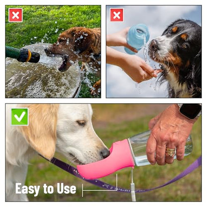 Mr. Pen- Portable Dog Water Bottle, 19 oz, Large, Leak Proof Puppy Water Dispenser with Drinking Feeder for Pets, Outdoor Walking, Hiking, Travel, Not Dishwasher Safe - color: Pink
