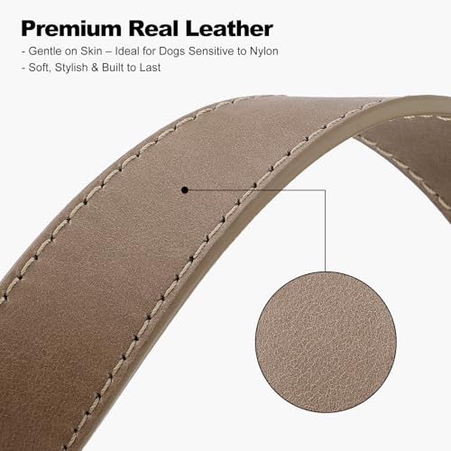 Plutus Pet Genuine Leather Dog Collar – Adjustable Pet Collar with Quick Release Metal Buckle, Soft Real Leather for Small Medium Large Dogs, Heavy Duty & Skin-Friendly (Ash Brown, S) - color: Ash Brown, size: S