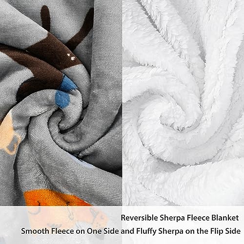 Catalonia Dog Print Sherpa Fleece Throw Blanket, Soft Mink Plush Couch Blanket, Fuzzy Fluffy Comfy Warm Throws, Comfort Caring Gift, 50x60 inches, Grey - color: Dog Grey, size: 50"x60"