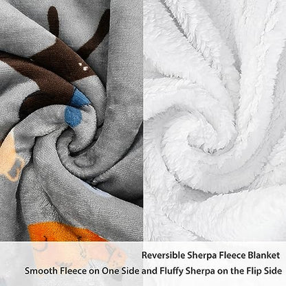 Catalonia Dog Print Sherpa Fleece Throw Blanket, Soft Mink Plush Couch Blanket, Fuzzy Fluffy Comfy Warm Throws, Comfort Caring Gift, 50x60 inches, Grey - color: Dog Grey, size: 50"x60"