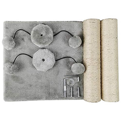 Dimaka 29'' Cat Scratching Post, Natural Sisal Rope Scratcher Post, Kitten Claw Scratch with 4 DanglingToy Balls for Large Cats (Grey) - color: Grey