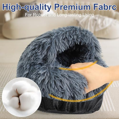 Soothing Guinea Pig Hideout, Doughnut Guinea Pig Bed with Hooded Cover, Washable Hamster Rabbit Bunny Bed, Washable Round Cave Beds for Small Animal Bunny Rabbit Hideout (Black) - color: Black