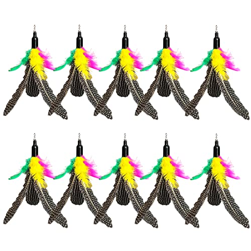 AcceLeah Cat Toy Replacement Feathers Cat Toy Wand Refills, Natural Bird Feathers Refill, Cat Feather Toy Replacement for Cat Wand (10Pcs (Taupe)) - color: 10Pcs (Taupe)