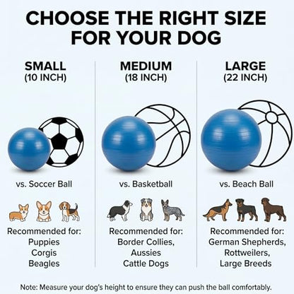 10/18/22" Herding Ball for Dogs & Horses - Tear-Resistant Inflatable Toy with Heavy-Duty Handle Cover & Pump - Durable Exercise Ball for Large Pets (Medium) - size: Medium