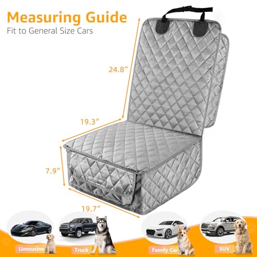 PETICON Waterproof Front Seat Car Cover, Full Protection Dog Car Seat Cover with Side Flaps, Nonslip Scratchproof Front Seat Cover Fits for Cars, Trucks, SUVs, Jeep, Gray (Gray) - color: gray