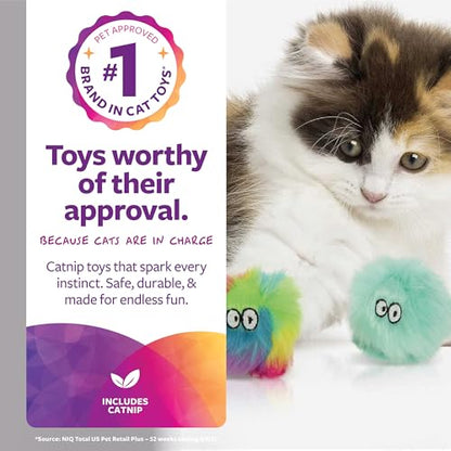 SmartyKat (2 Count) Fuzzy Friends Plush Catnip Ball Cat Toys - Rainbow/Turquoise, 2 Count - style: Fuzzy Friends