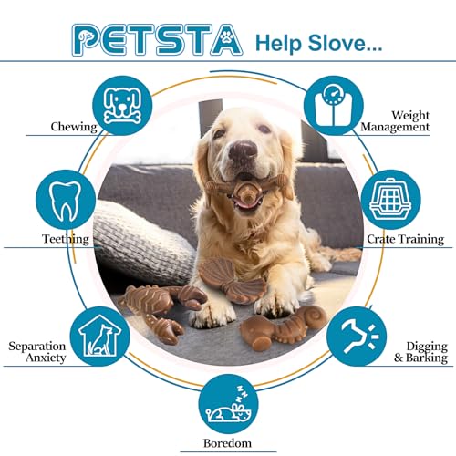 PETSTA Dog Chew Toys for Aggressive Chewers, Durable Dog Toys for Large Dogs, Heavy Duty Dog Toys/Large Dog Toys/Indestructible Dog Toys, Tough Dog Toys for Medium/Large Dogs Breed (4 Pack) - color: 4 PACK