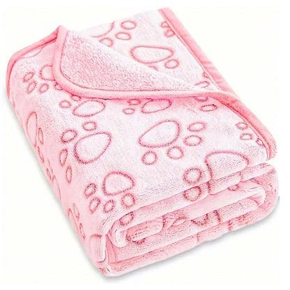 1pc Soft Cozy Pet Blanket with Paw Print Design, Tear-Resistant & Machine Washable, Warm Comfortable Dog & Cat Blanket - 16 * 23Inch, Pink - color: Pink, size: 16*23Inch