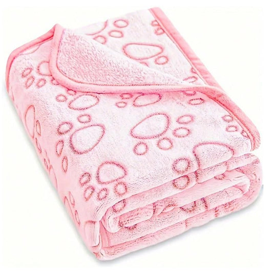 1pc Soft Cozy Pet Blanket with Paw Print Design, Tear-Resistant & Machine Washable, Warm Comfortable Dog & Cat Blanket - 16 * 23Inch, Pink - color: Pink, size: 16*23Inch