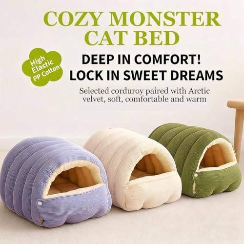 Cat Bed, 2026 New Upgrated Warm Cat Bed for Winter, 360° Nesting Design, Snuggle Season Just Got Fluffier, Calming Plush Anti-Anxiety Cuddler Beds with Removable Cushioned (Beige,M) - color: Beige, size: M