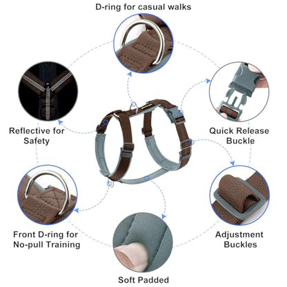 Plutus Pet No Pull Dog Harness, Adjustable Nylon Harness with Soft Padding, Reflective and Heavy Duty Dog Harness for Small, Medium, Large Dogs(Chocolate, XS) - color: Chocolate, size: XS