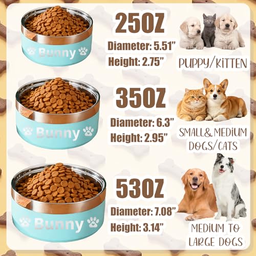 Personalized Dog Bowls with Name, BUGMKCS Customized Steel-stanless Pet Water Bowls for Both Cat & Dog, Engraved Dog Water Bowl, Durable Cute Double Layer Reinforcement Cat Food Bowl for Pets Gifts