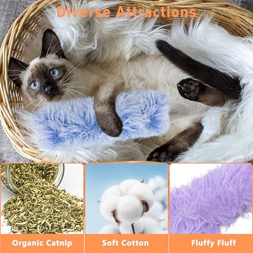 3 Pack Catnip Soft Durable Cat Pillows, Rich Color Catnip Indoor Interactive Cat Kicker, Companion Toys for Cats (Purple Set) - color: Purple+Blue+Pink