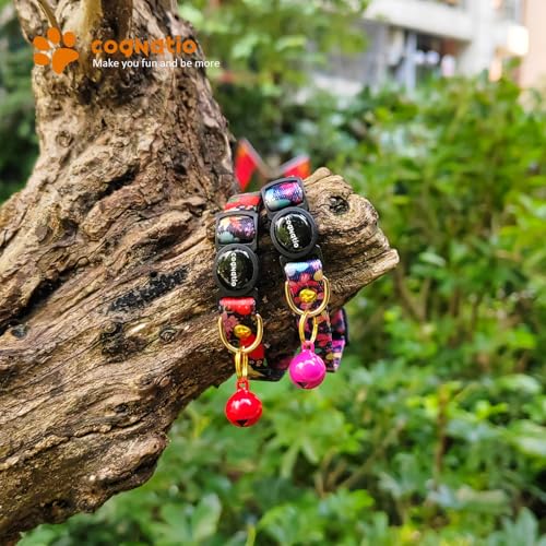 2 Pack Breakaway cat Collars with Bell,Safety Quick Release Pendant Cute Kitten Collar,Adjustable 20-30cm (Red+Rose, 20-30cm) - color: Red+Rose