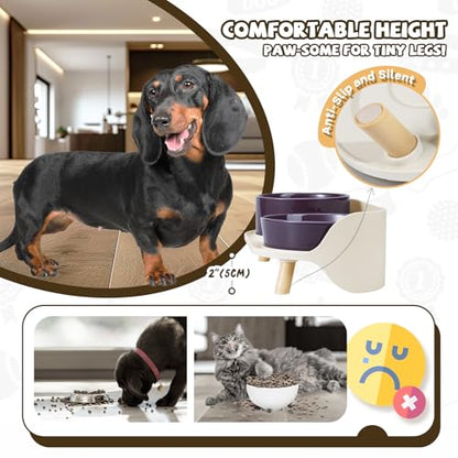 Raised Dog Feeder Bowl Stand - Elevated Dining Table for Small and Medium Dogs and Cats - Fits Food and Water Dish up to 6" Diameter - Grey (Bowls Not Included) - color: Grey, size: Medium