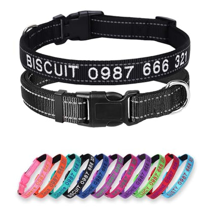Padded Dog Collar,Soft Neoprene Personalized Pet Collar,Custom Embroidered Pet Name and Phone Number,Breathable Nylon Dog Collars,Quick Release Snap Buckle Dog Collar,Black - color: Black
