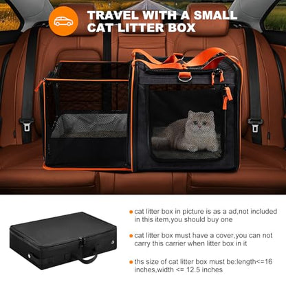 pidipiti 20 x 14 x 14 inches Expandable pet Carrier for 1 Large cat Under 25 lbs,2 Medium Cats 20 lbs+,cat Crate/Bag for Short Trip/Long Distance car Travel - size: Large(expandable)