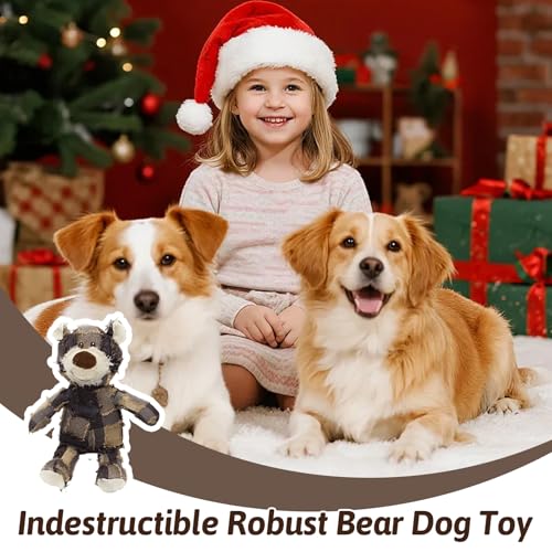 MAXBECK Dog Companion for Heavy Chewers-New Plush Robust Bear Dog Toy, Resistant Squeaky Dog Toys for Heavy Chewers, Tough Stuffed Plush Dog Toys for Aggressive Chewers - color: D-Purple