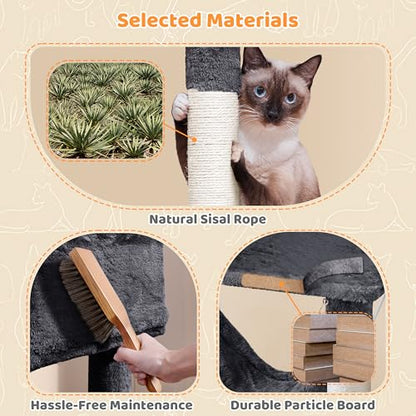 Yaheetech 73inch Cat Tree, Cat Stand Furniture with Scratching Posts Perches Hammock as Indoor Kittens Activity Center - color: Dark Gray, size: 73in