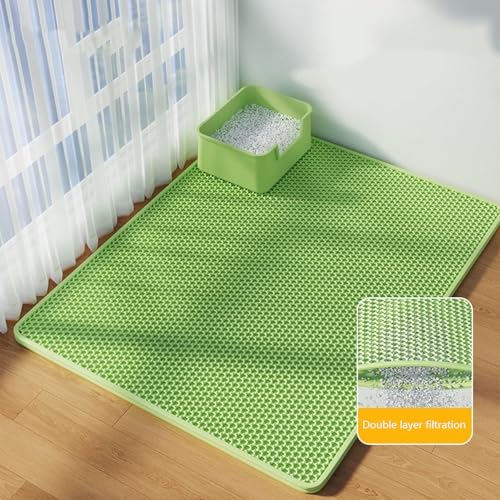 Foldable Pet Litter Mat with Textured Top Keeps Litter Contained and is Kind on Nails Control Pad - color: Green