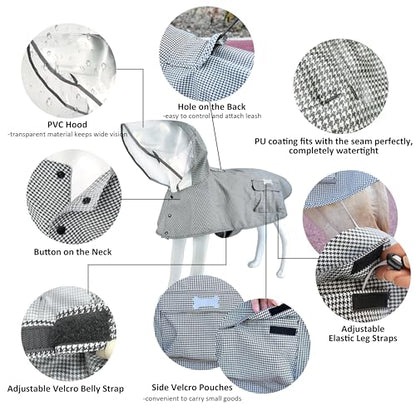 Waterproof Dog Raincoat, Adjustable Reflective Lightweight Pet Rain Clothes with Poncho Hood(Small,Black&White) - color: Black&White, size: Small(9-13lb)