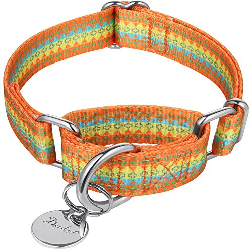 Puppy Collar Martingale Dog Collar - No Pull Anti-Escape Pet Collar for Small Dogs, Adjustable 11 Inch to 15.5 Inch, Orange Yellow - color: Orange Yellow, size: Small/Medium: 11"-15.5", 1" Wide