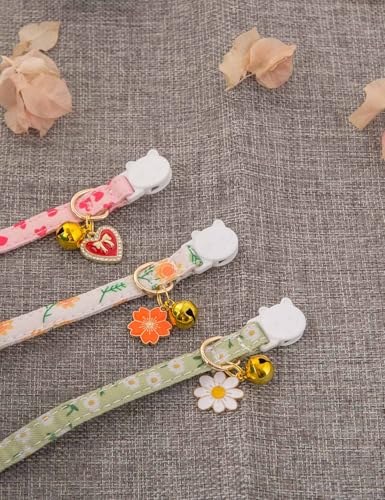 Cat Collar Breakaway with Bells,3 Pack Safety Adjustable Pet Collars,Ideal for Girl Boy Kittens. (Orange Green Pink) - color: Orange Green Pink