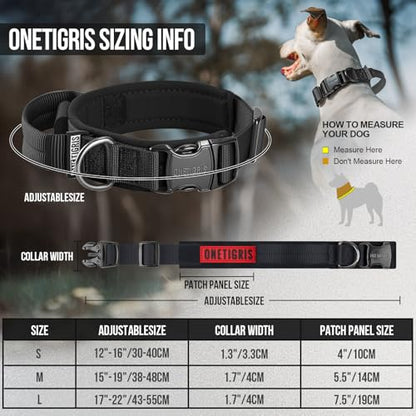 OneTigris Tough Dog Collars, Tactical Dog Collar with Handle, Milltary Adjustable Dog Collar with Heavy Duty Metal Buckle for Training (Medium (Pack of 1), Black) - color: Black, size: Medium