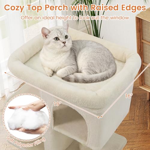 Tangkula Small Cat Tree for Indoor Cats, 25.5 Inch Cat Tower with Sisal Scratching Posts, 2 Large Cat Condos with Padded Top Perch, Modern Cat Climbing Furniture for Adult Cats & Kittens (Beige) - color: Beige