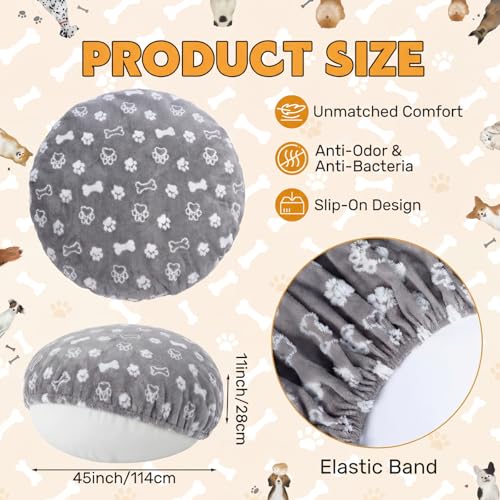 Oudain Washable Round Dog Bed Cover 45" x 45" x 11" Gray Paw Bone Prints Waterproof Dog Bed Cover Replacement for Round and Donut Dogs Beds Scratch Resistant Mattress Protector - size: 45" X 45" X 11", style: Gray Bone Paw Print