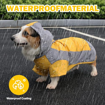 Dog Raincoat, Water Resistant, Adjustable, Cool Design (Yellow, Large) - color: Yellow, size: Large