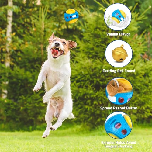 2 Pack Giggle Ball for Dogs, Interactive Dog Toys for Treat Dispensing, Glow Ball Durable Puppy Toys to Keep Them Busy, Multifunctional Dog Toys for Teething/Slow Feeder/IQ Training/Playing