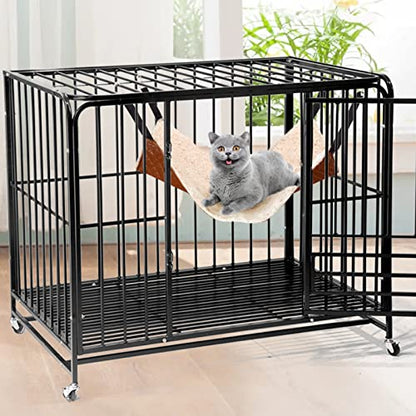 Cat Hammock Bed, Large Reversible Cat Cage Hammock Hanging Soft Pet Bed for Kitten Ferret Puppy or Small Pet