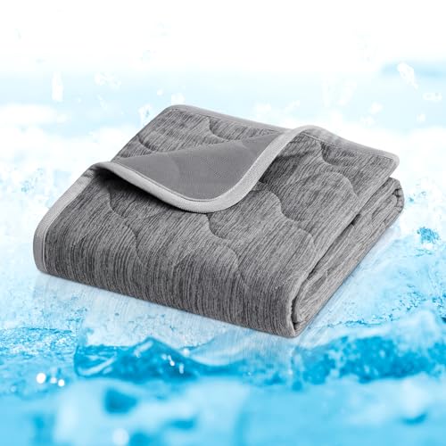 Cozy Bliss Deluxe Leakproof Cooling Blanket for Medium Dog Q-Max 0.46, Soft & Durable Washable Pet Cooling Mat for Hot Weather, Livingroom, Pet Throw & Couch Protector, Charcoal Grey, 30"x40" - color: Heather Charcoal Grey, size: 30*40