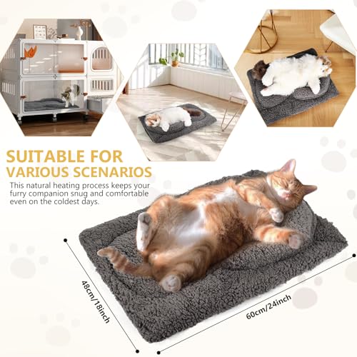 TailTastic Self Warming Cat Bed Mat with U-Shaped Pillow -24"x18" Soft Thickened Thermal Cat Bed, Machine Washable Heat Retention Pad for Indoor Cats