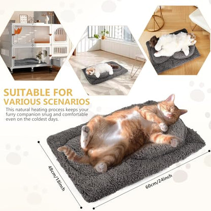 TailTastic Self Warming Cat Bed Mat with U-Shaped Pillow -24"x18" Soft Thickened Thermal Cat Bed, Machine Washable Heat Retention Pad for Indoor Cats
