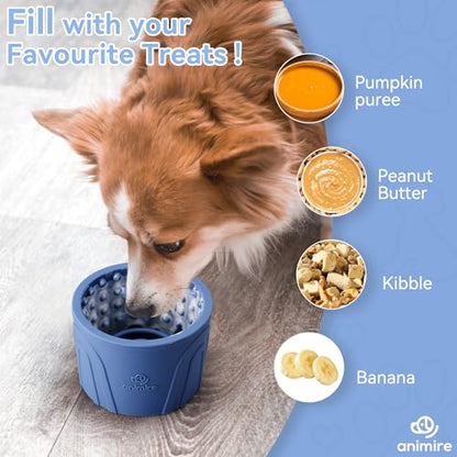 Dog Slow Feeder Lick Bowl, Anxiety Relief Dog Licking Mat Treat Dispenser, Non-Slip Anti-Choking Slow Eating Lick Bowl for Small Medium and Large Breed Dogs, BPA Free Silicone - color: Dark Blue, size: S