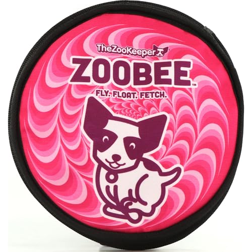 The ZooKeeper ZooBee Flying Disc Dog Toy – Soft & Durable Toss Disc for Indoor & Outdoor Play, Water Fetch & Pool Fun, Floats – Safe on Teeth – Dog Vision Friendly – Lightweight & Easy to Throw, Blue - color: Pink